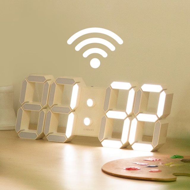 WIFI 전파수신 이탤릭 LED 벽시계 벽걸이 디지털 전자 대형 인테리어 집들이 선물 시계 (2color)
