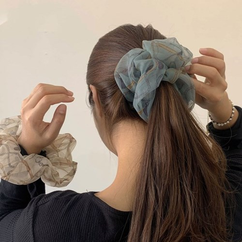 쉬폰 반다나 빅사이즈 풍성 스크런치 헤어 곱창 (4colors)
