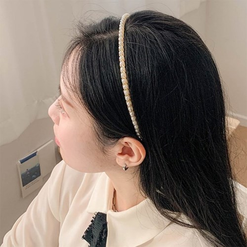 러블리 헤어밴드 한줄 진주펄 골드 머리띠