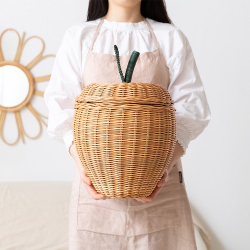 애플 라탄 바구니 수납함 소품 정리함(대)