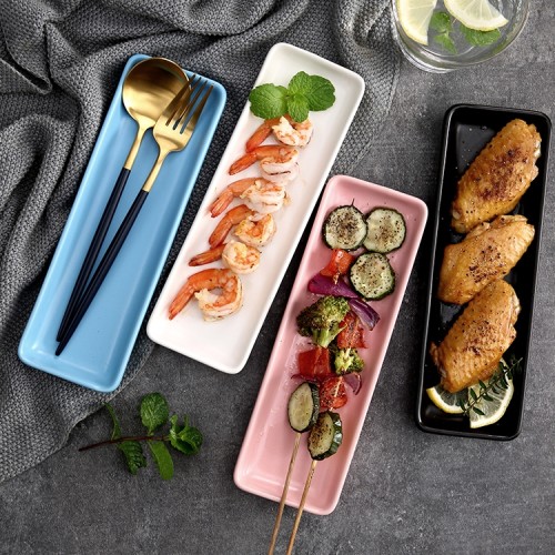 4종 1set 긴 사각 세라믹 접시 세트